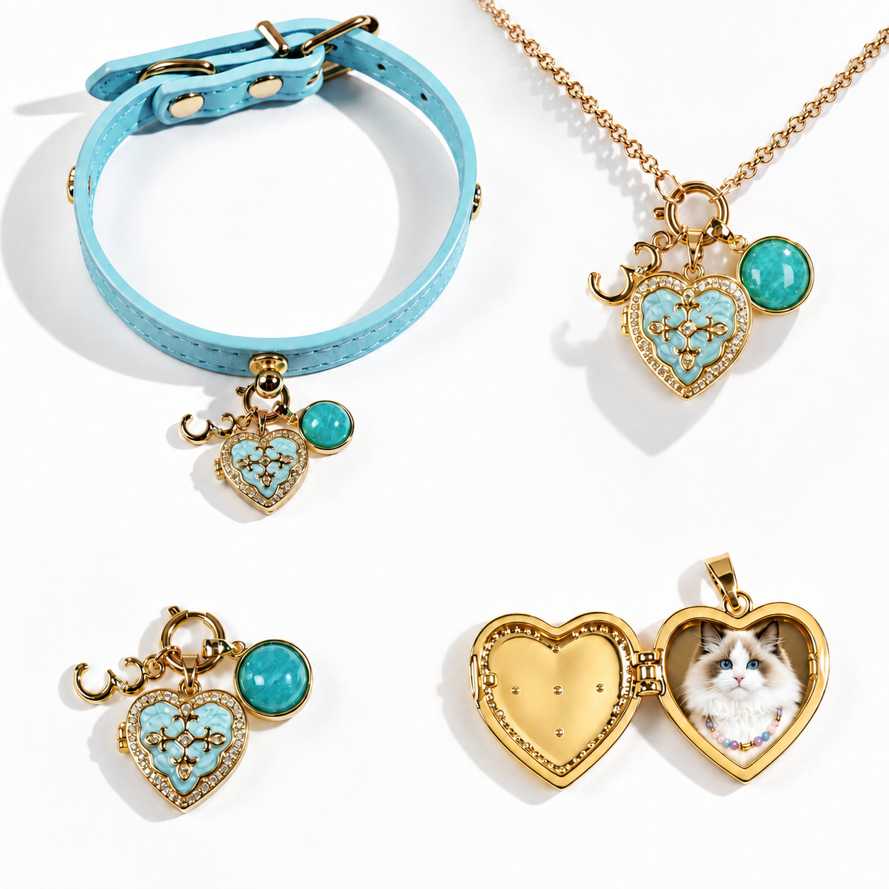 Custom pet photo locket necklace with birthstone charm