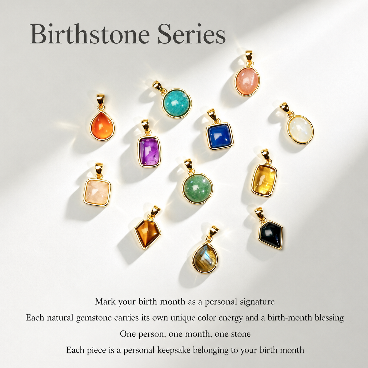 Natural birthstone charms for custom pet jewelry