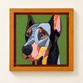 Natural wood square frame for a custom Kinusaiga portrait, 7.9 by 7.9 inch outer size