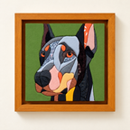 Natural wood square frame for a custom Kinusaiga portrait, 7.9 by 7.9 inch outer size