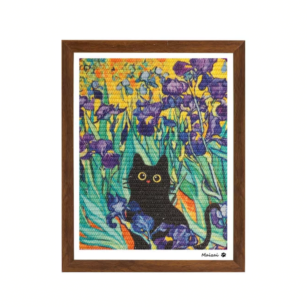 Framed cat scratcher board for living room decor