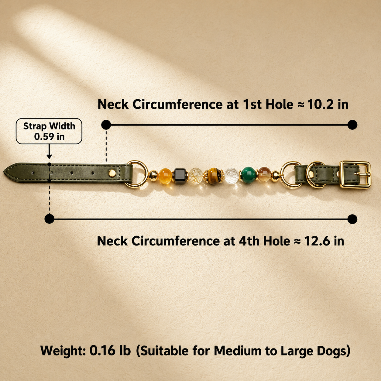 Size guide for adjustable crystal pet collar