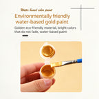 Environmentally friendly water-based gold paint and paintbrush for highlighting customized pet paw print clay impression