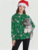 Video showing how a favorite person or pet photo becomes a custom all-over-print Christmas long-sleeve shirt |
