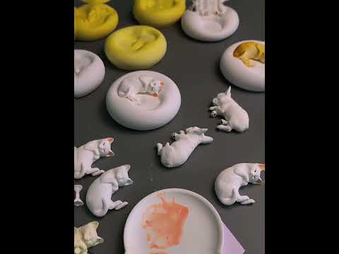 French Bulldog Plaster Candle Holder & Jewelry Tray