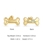 Small gold Classic Bone pet ID tag front and back with pet name, icon and contact number