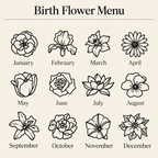 Chart showing twelve flower designs available from January through December