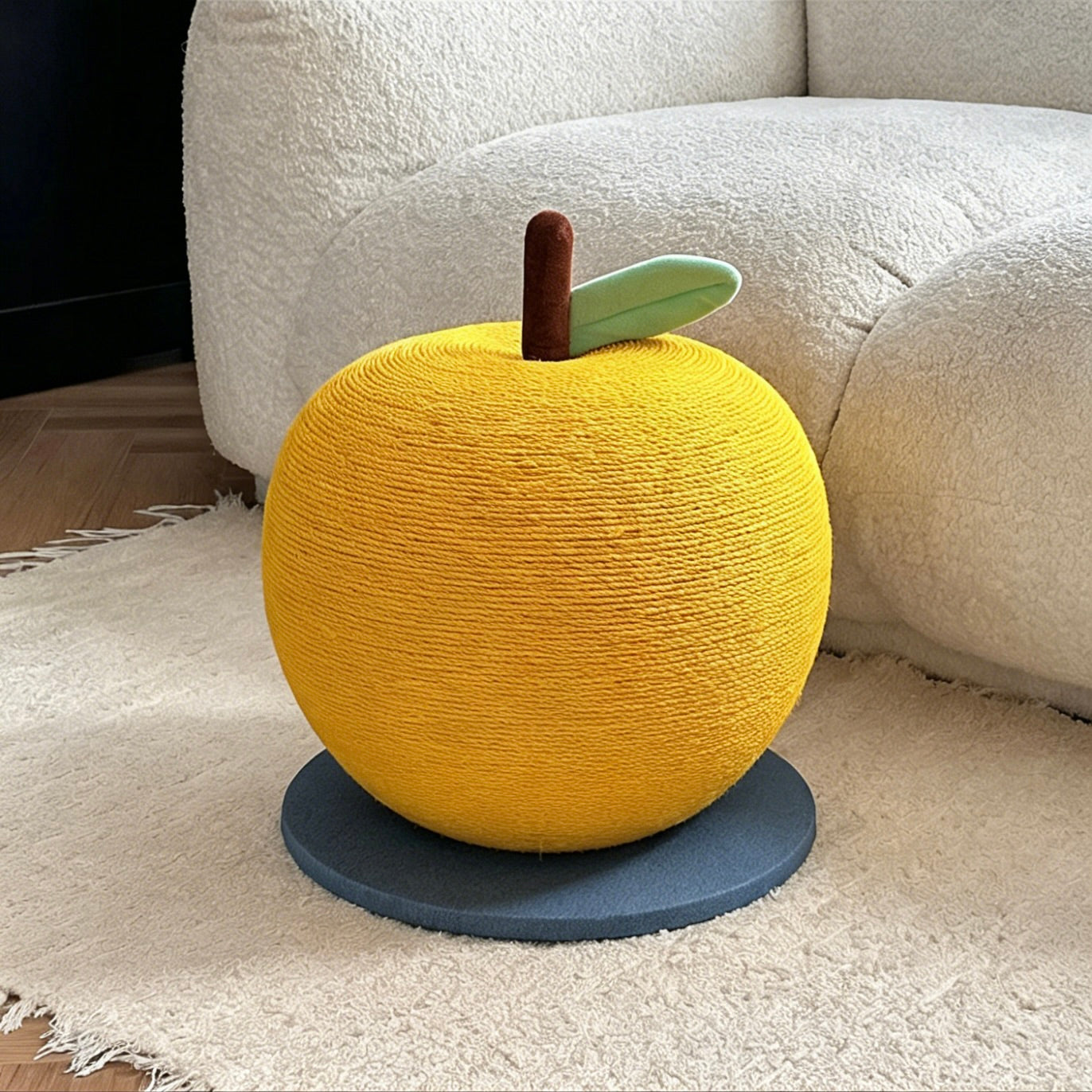 Yellow sisal rope apple cat scratcher for small and medium indoor cats
